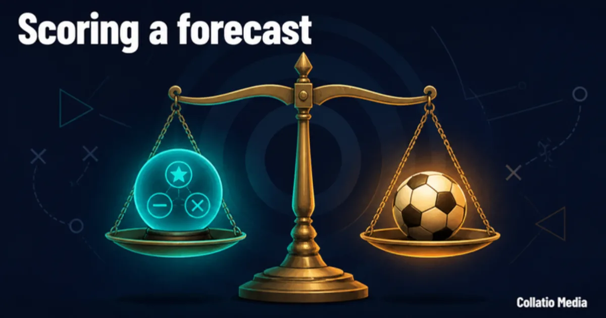 Brass balance scale weighing a glowing crystal ball against a football